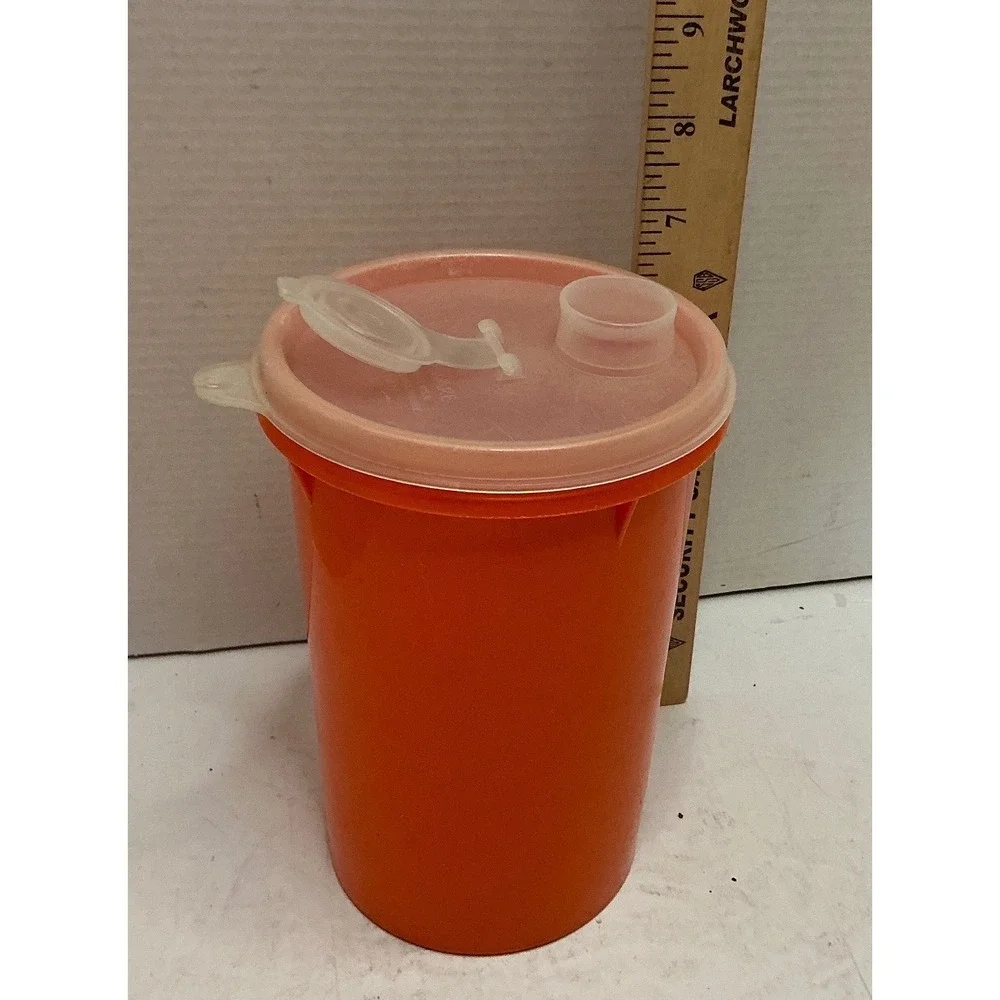 Tupperware Vintage Shaker Bottle Orange Flip Top Lid 16oz Kitchen Retro MCM